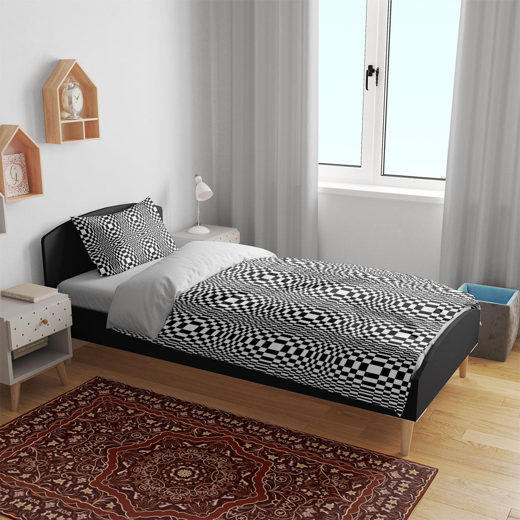 Black White Filipino Binakol Motifs Bedding Set Mabuhay Philippines Festival Kusikus Pattern LT14 - Polynesian Pride