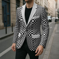 Black White Filipino Binakol Motifs Blazer Mabuhay Philippines Festival Kusikus Pattern LT14 - Polynesian Pride