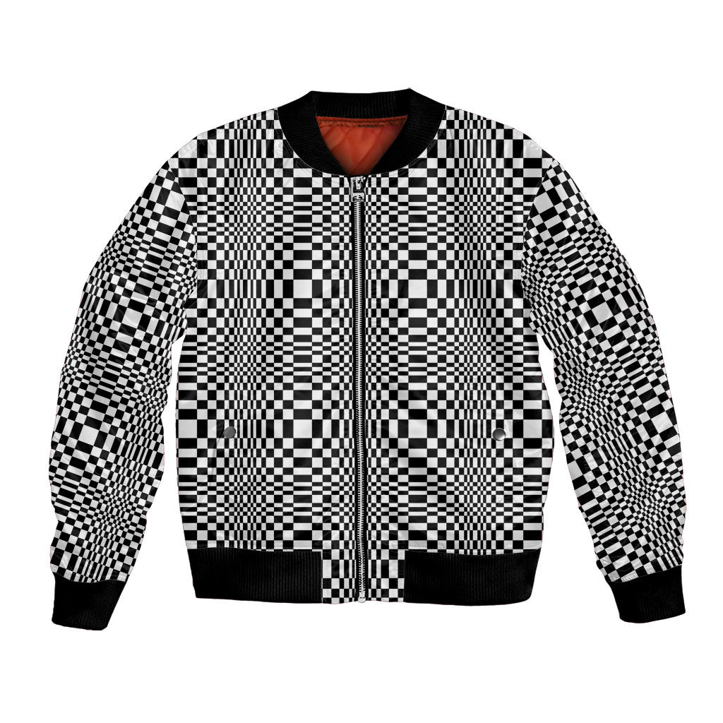 Black White Filipino Binakol Motifs Bomber Jacket Mabuhay Philippines Festival Kusikus Pattern LT14 Unisex Black - Polynesian Pride