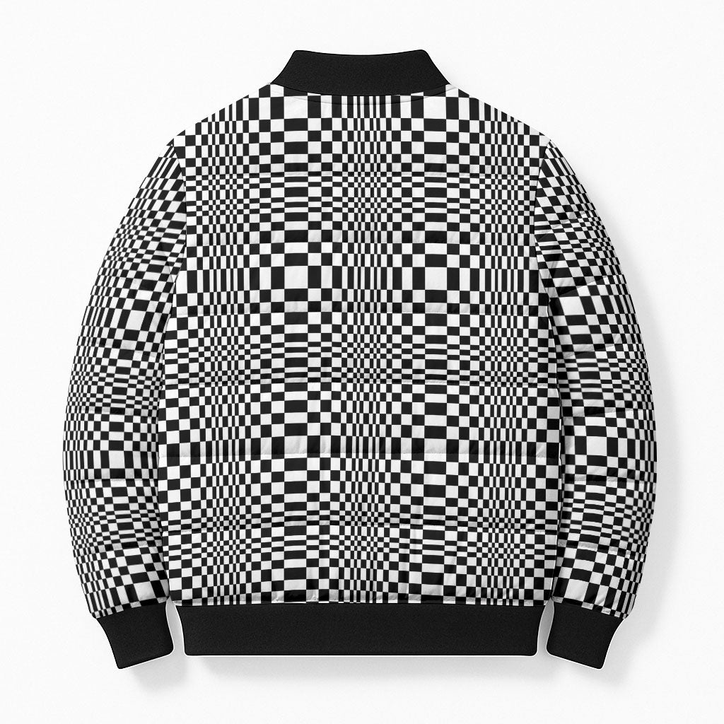 Black White Filipino Binakol Motifs Bomber Puffer Jacket Mabuhay Philippines Festival Kusikus Pattern LT14 - Polynesian Pride