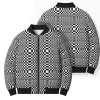 Black White Filipino Binakol Motifs Bomber Puffer Jacket Mabuhay Philippines Festival Kusikus Pattern LT14 - Polynesian Pride