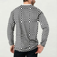 Black White Filipino Binakol Motifs Button Sweatshirt Mabuhay Philippines Festival Kusikus Pattern LT14 - Polynesian Pride