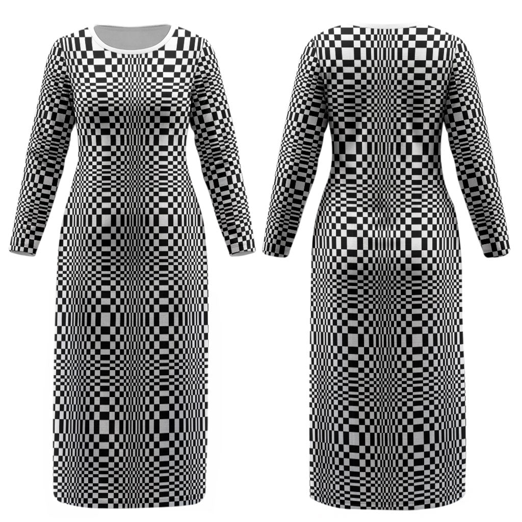Black White Filipino Binakol Motifs Couples Matching Long Sleeve Bodycon Dress and Long Sleeve Button Shirt Mabuhay Philippines Festival Kusikus Pattern LT14 - Polynesian Pride