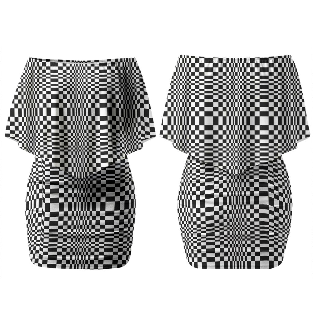 Black White Filipino Binakol Motifs Couples Matching Off Shoulder Short Dress and Hawaiian Shirt Mabuhay Philippines Festival Kusikus Pattern LT14 - Polynesian Pride