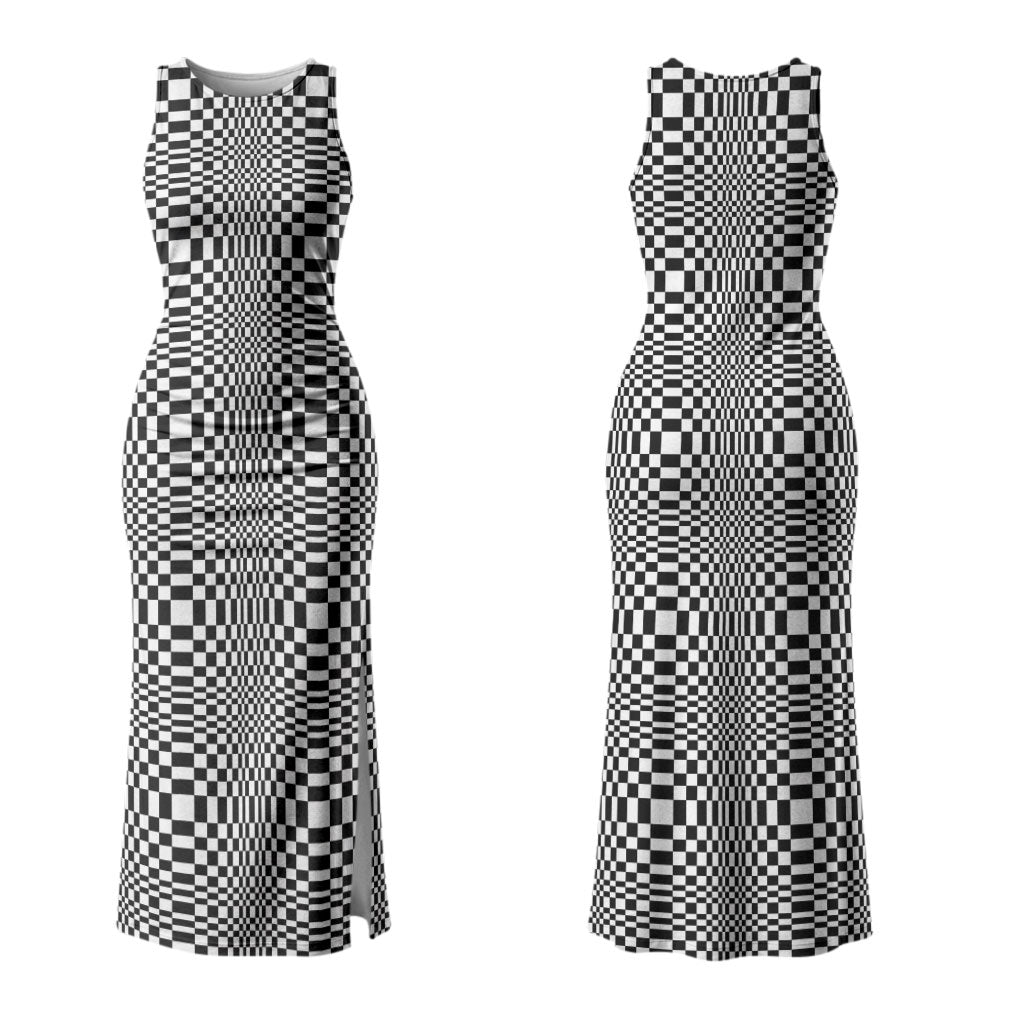 Black White Filipino Binakol Motifs Couples Matching Tank Maxi Dress and Long Sleeve Button Shirt Mabuhay Philippines Festival Kusikus Pattern LT14 - Polynesian Pride