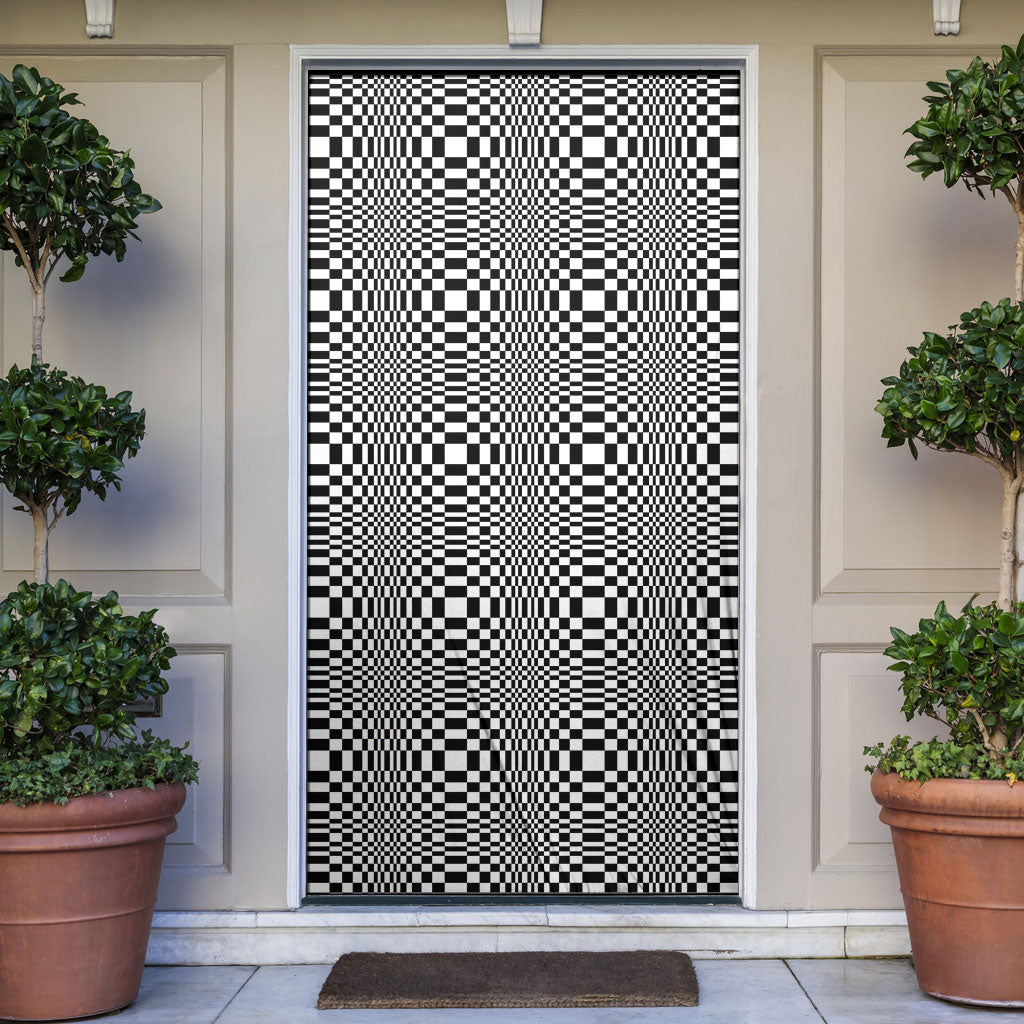 Black White Filipino Binakol Motifs Door Cover Mabuhay Philippines Festival Kusikus Pattern LT14 Black - Polynesian Pride
