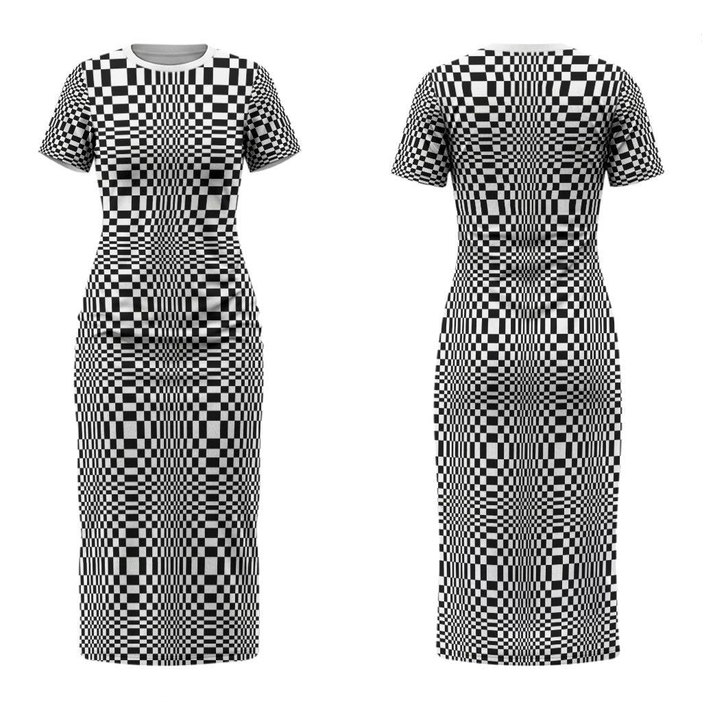 Black White Filipino Binakol Motifs Family Matching Short Sleeve Bodycon Dress and Hawaiian Shirt Mabuhay Philippines Festival Kusikus Pattern LT14 Mom's Dress Black - Polynesian Pride