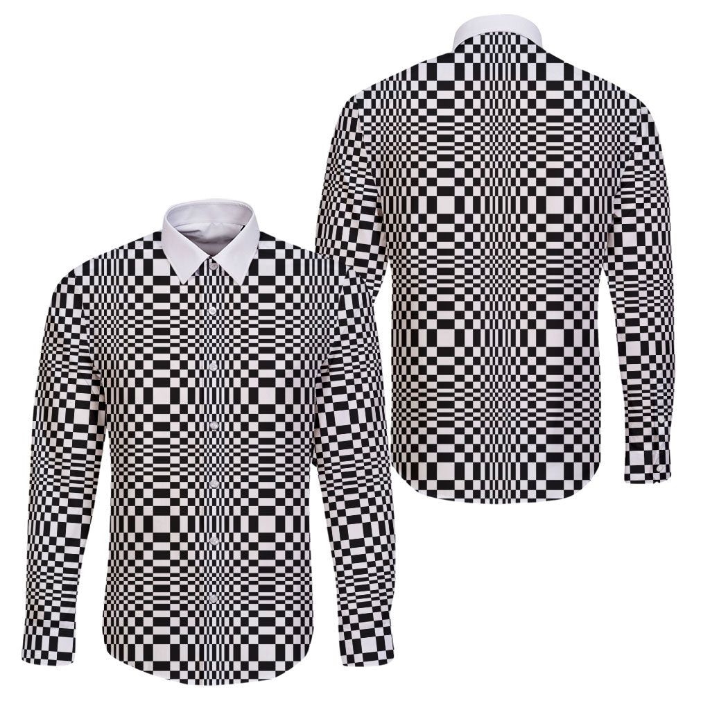 Black White Filipino Binakol Motifs Family Matching Short Sleeve Bodycon Dress and Hawaiian Shirt Mabuhay Philippines Festival Kusikus Pattern LT14 Dad's Shirt - Long Sleeve Black - Polynesian Pride