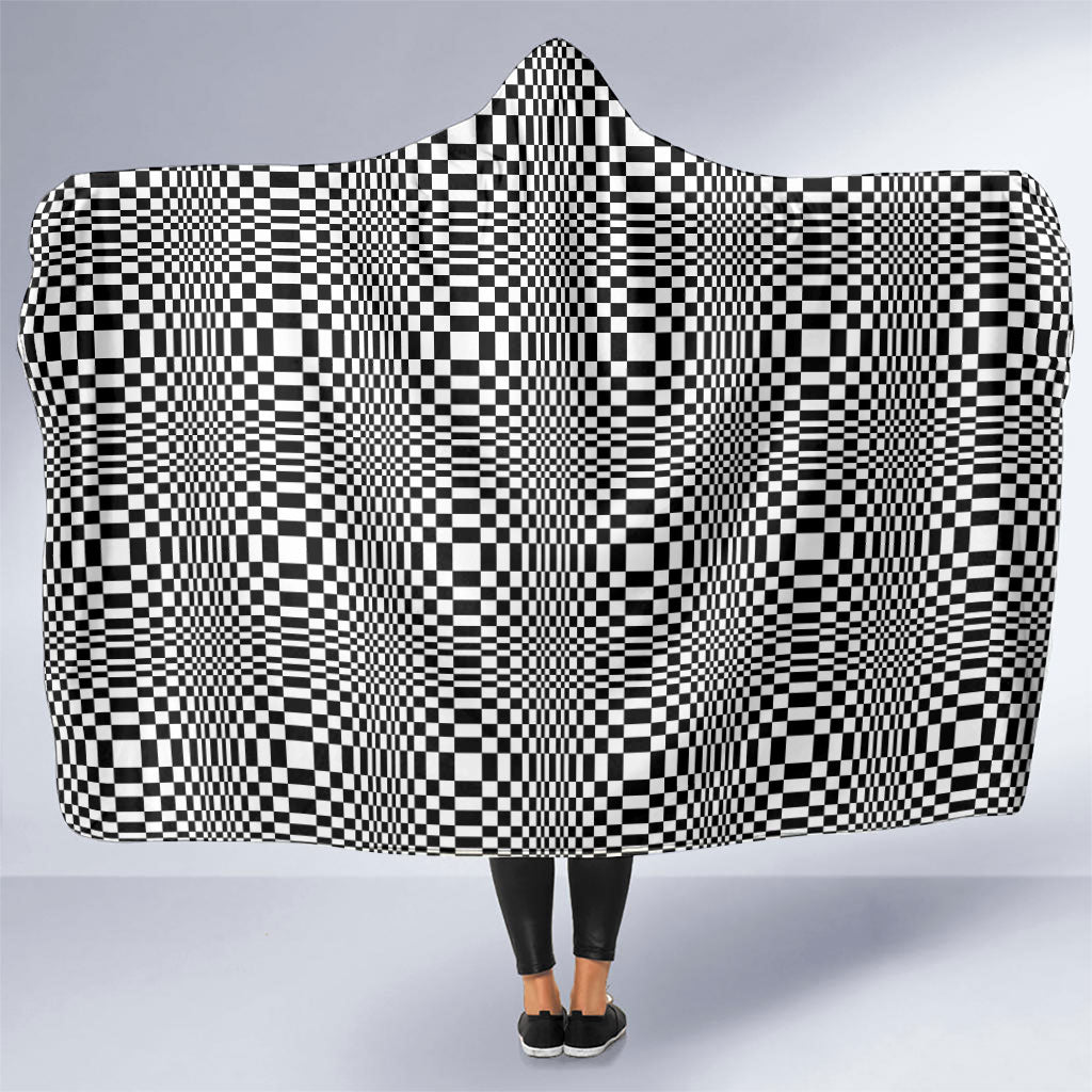 Black White Filipino Binakol Motifs Hooded Blanket Mabuhay Philippines Festival Kusikus Pattern LT14 One Size Black - Polynesian Pride