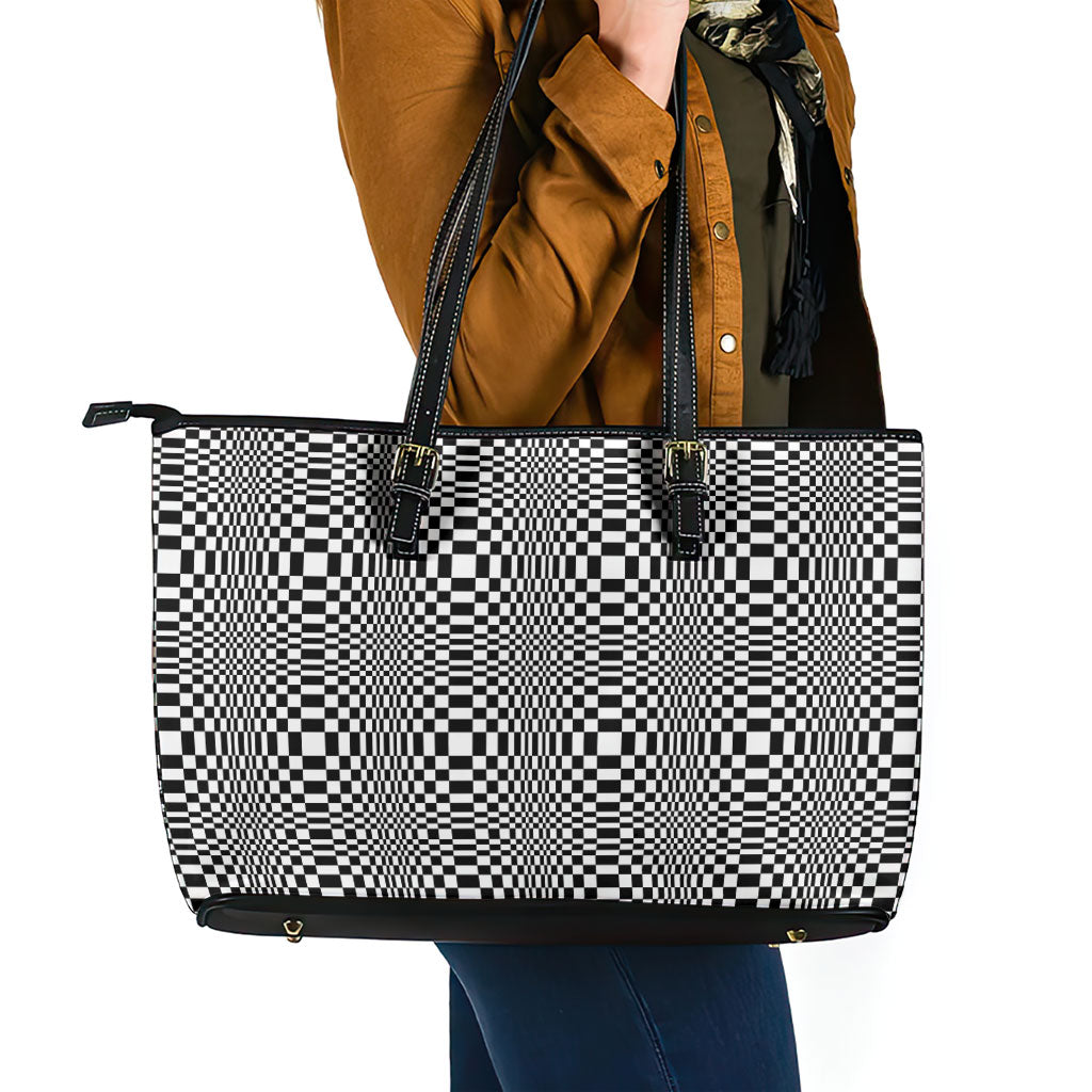 Black White Filipino Binakol Motifs Leather Tote Bag Mabuhay Philippines Festival Kusikus Pattern LT14 - Polynesian Pride