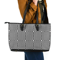 Black White Filipino Binakol Motifs Leather Tote Bag Mabuhay Philippines Festival Kusikus Pattern LT14 - Polynesian Pride