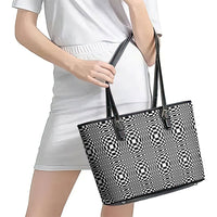 Black White Filipino Binakol Motifs Leather Tote Bag Mabuhay Philippines Festival Kusikus Pattern LT14 - Polynesian Pride