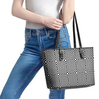 Black White Filipino Binakol Motifs Leather Tote Bag Mabuhay Philippines Festival Kusikus Pattern LT14 - Polynesian Pride