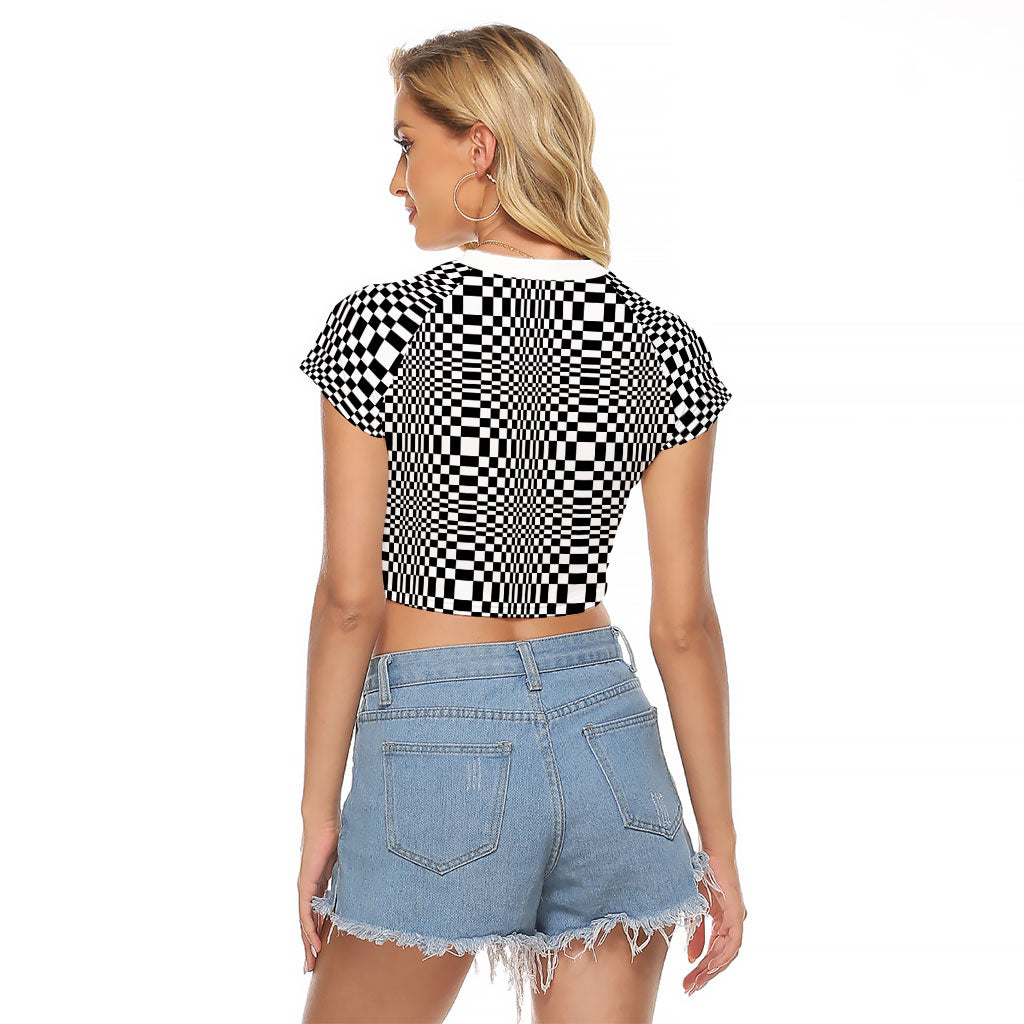 Black White Filipino Binakol Motifs Raglan Cropped T Shirt Mabuhay Philippines Festival Kusikus Pattern LT14 - Polynesian Pride