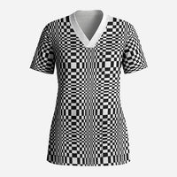 Black White Filipino Binakol Motifs Scrub Top Mabuhay Philippines Festival Kusikus Pattern LT14 Adult Black - Polynesian Pride