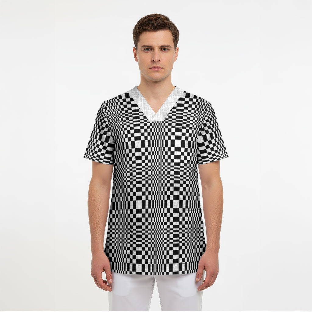 Black White Filipino Binakol Motifs Scrub Top Mabuhay Philippines Festival Kusikus Pattern LT14 - Polynesian Pride