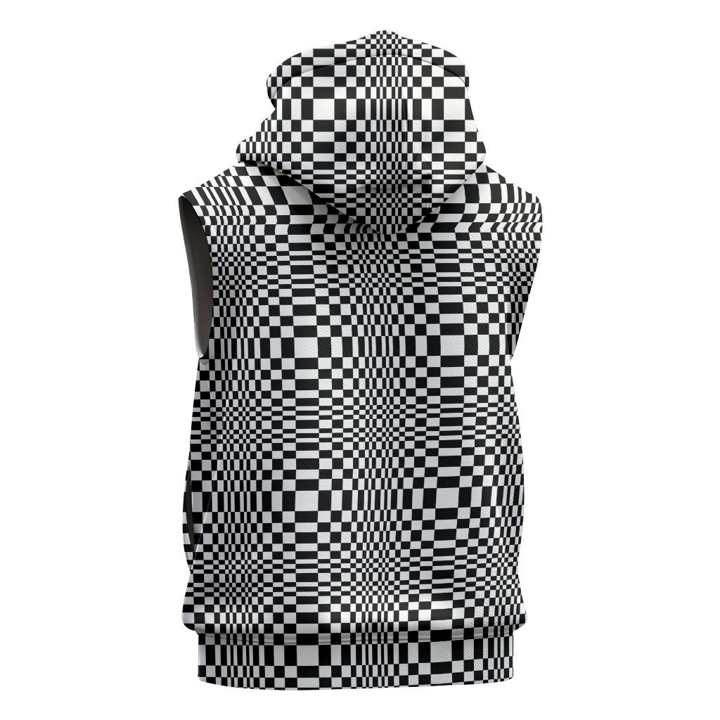 Black White Filipino Binakol Motifs Sleeveless Zip Hoodie Mabuhay Philippines Festival Kusikus Pattern LT14 - Polynesian Pride