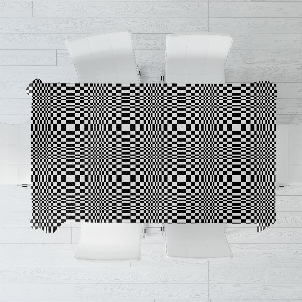 Black White Filipino Binakol Motifs Tablecloth Mabuhay Philippines Festival Kusikus Pattern LT14 Black - Polynesian Pride