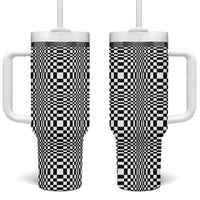 Black White Filipino Binakol Motifs Tumbler With Handle Mabuhay Philippines Festival Kusikus Pattern LT14 One Size: 40 oz Black - Polynesian Pride