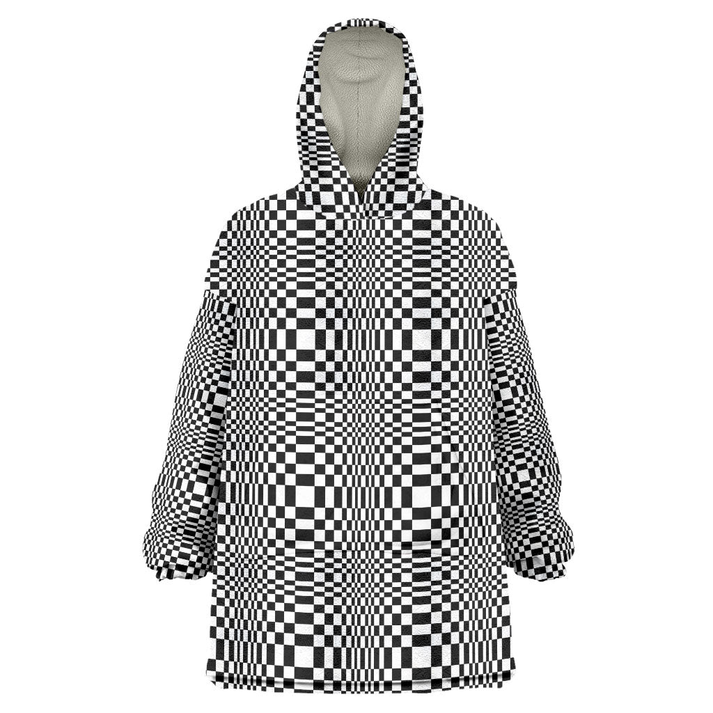 Black White Filipino Binakol Motifs Wearable Blanket Hoodie Mabuhay Philippines Festival Kusikus Pattern LT14 One Size Black - Polynesian Pride