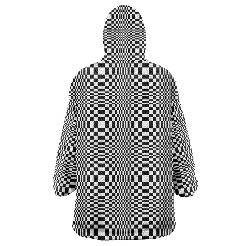 Black White Filipino Binakol Motifs Wearable Blanket Hoodie Mabuhay Philippines Festival Kusikus Pattern LT14 - Polynesian Pride