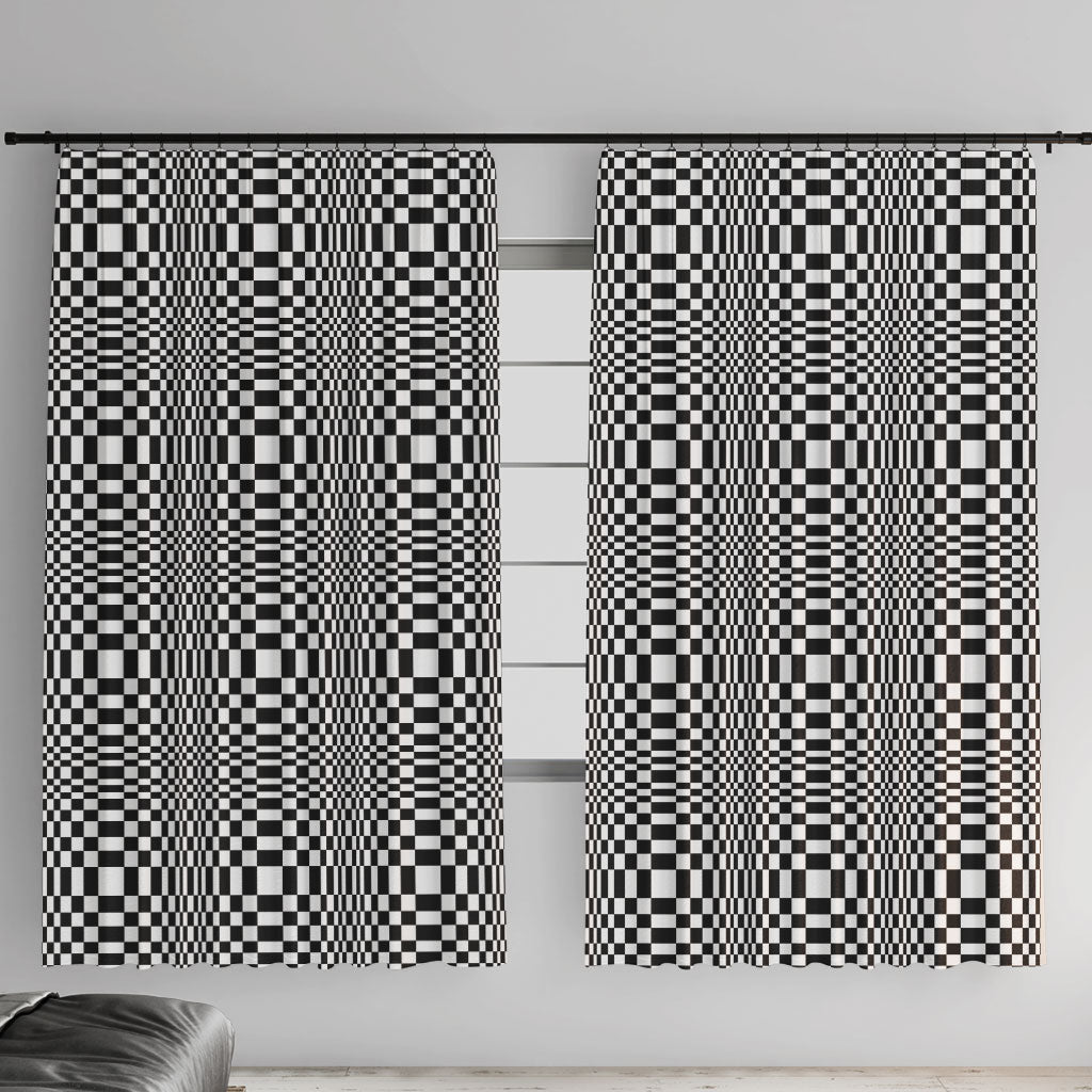 Black White Filipino Binakol Motifs Window Curtain Mabuhay Philippines Festival Kusikus Pattern LT14 With Hooks Black - Polynesian Pride
