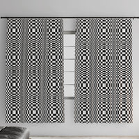 Black White Filipino Binakol Motifs Window Curtain Mabuhay Philippines Festival Kusikus Pattern LT14 With Hooks Black - Polynesian Pride
