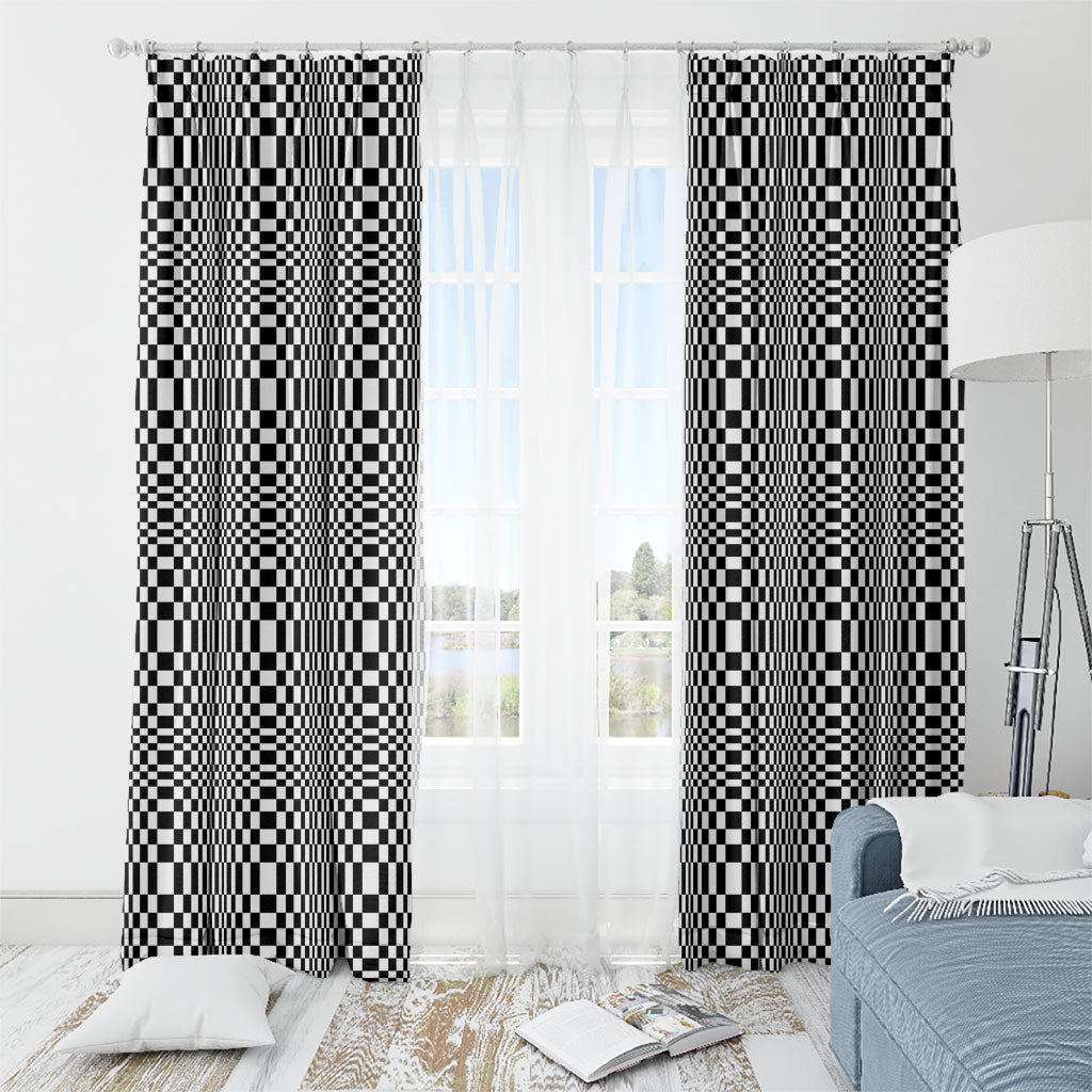 Black White Filipino Binakol Motifs Window Curtain Mabuhay Philippines Festival Kusikus Pattern LT14 - Polynesian Pride