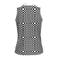 Black White Filipino Binakol Motifs Women Sleeveless Polo Shirt Mabuhay Philippines Festival Kusikus Pattern LT14 - Polynesian Pride