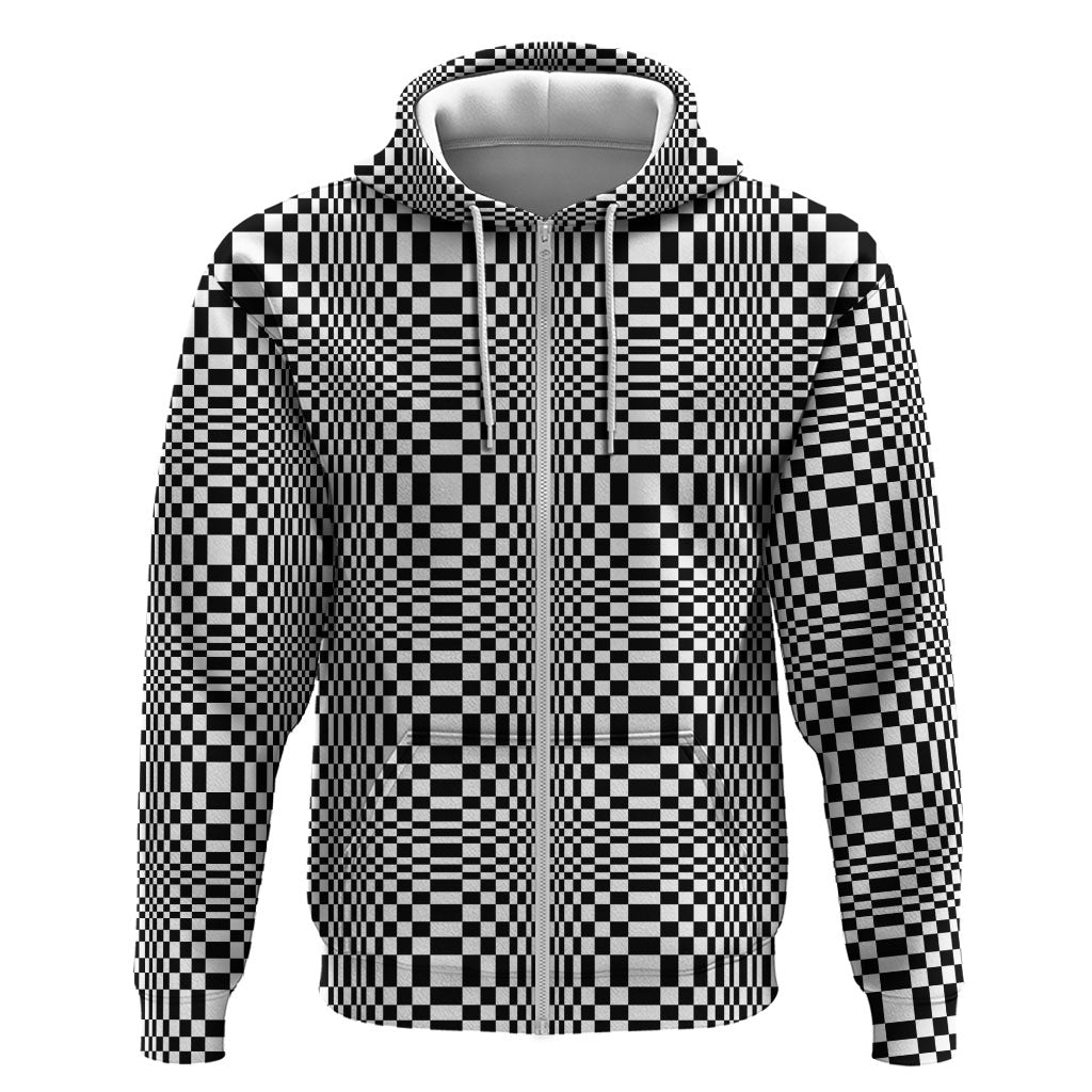 Black White Filipino Binakol Motifs Zip Hoodie Mabuhay Philippines Festival Kusikus Pattern LT14 Zip Hoodie Black - Polynesian Pride