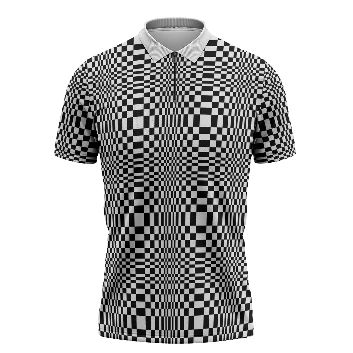 Black White Filipino Binakol Motifs Zipper Polo Shirt Mabuhay Philippines Festival Kusikus Pattern LT14 Black - Polynesian Pride