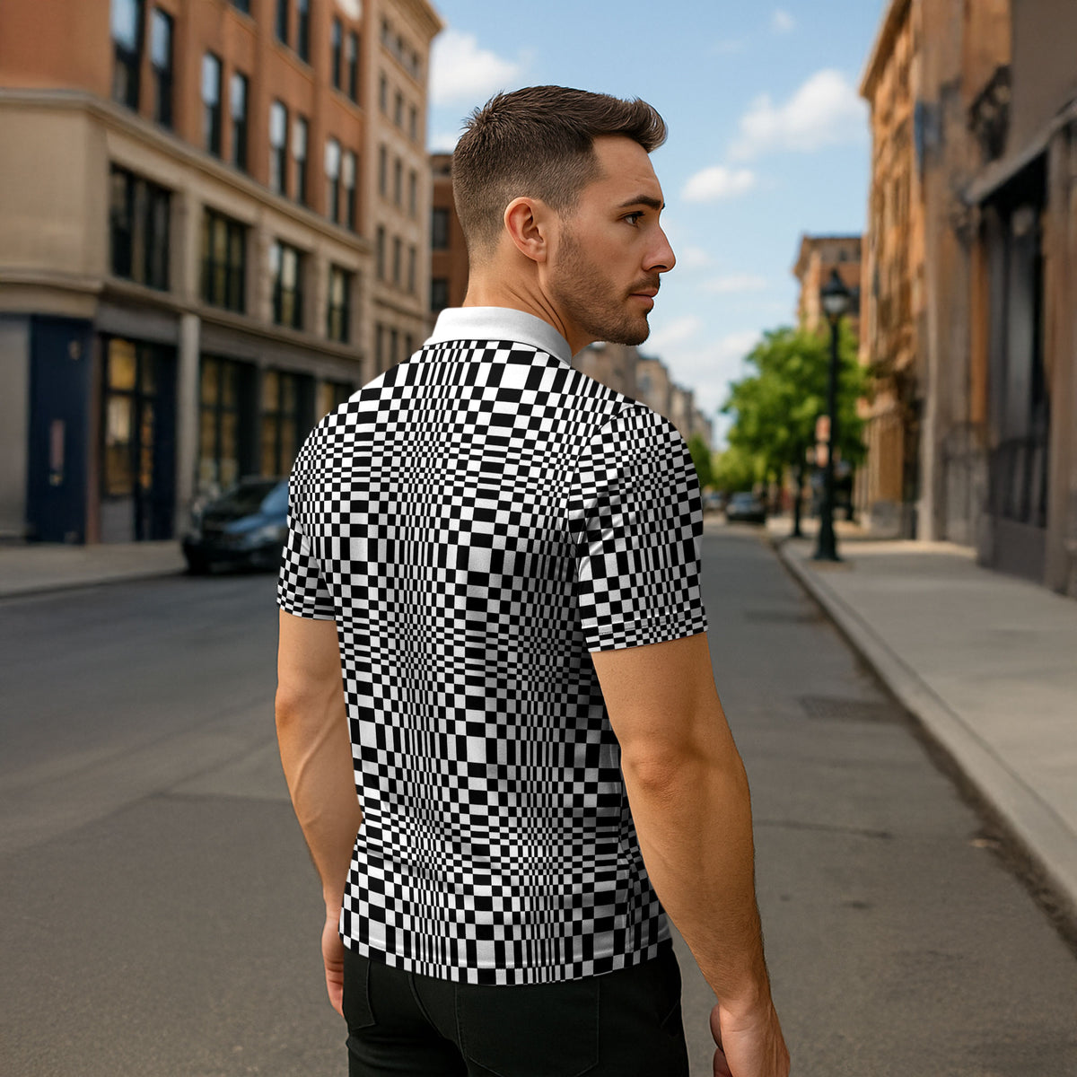 Black White Filipino Binakol Motifs Zipper Polo Shirt Mabuhay Philippines Festival Kusikus Pattern LT14 - Polynesian Pride