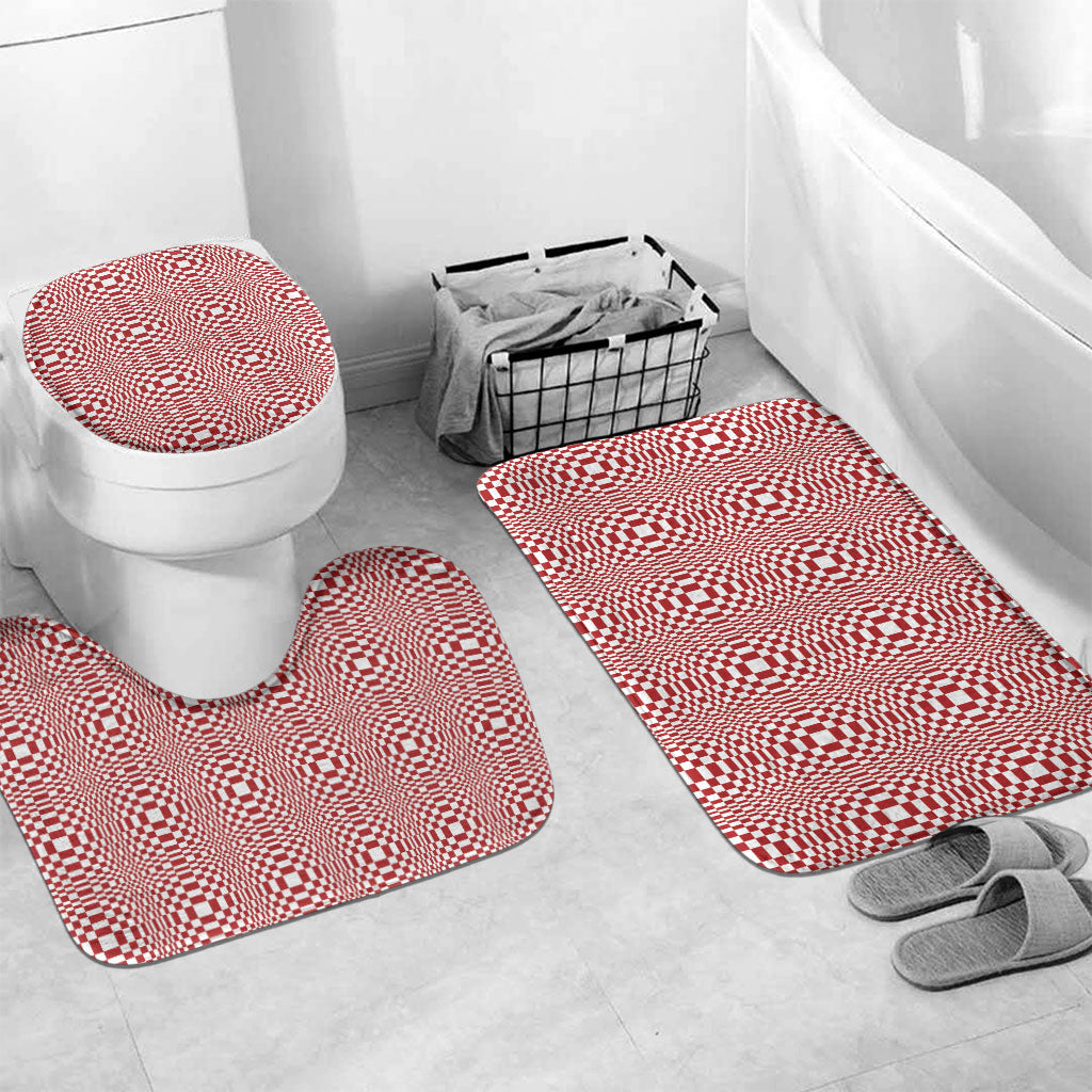 Red White Filipino Binakol Motifs Bathroom Set Mabuhay Philippines Festival Kusikus Pattern LT14 Mat Set Only (3 pcs) One Size Red - Polynesian Pride