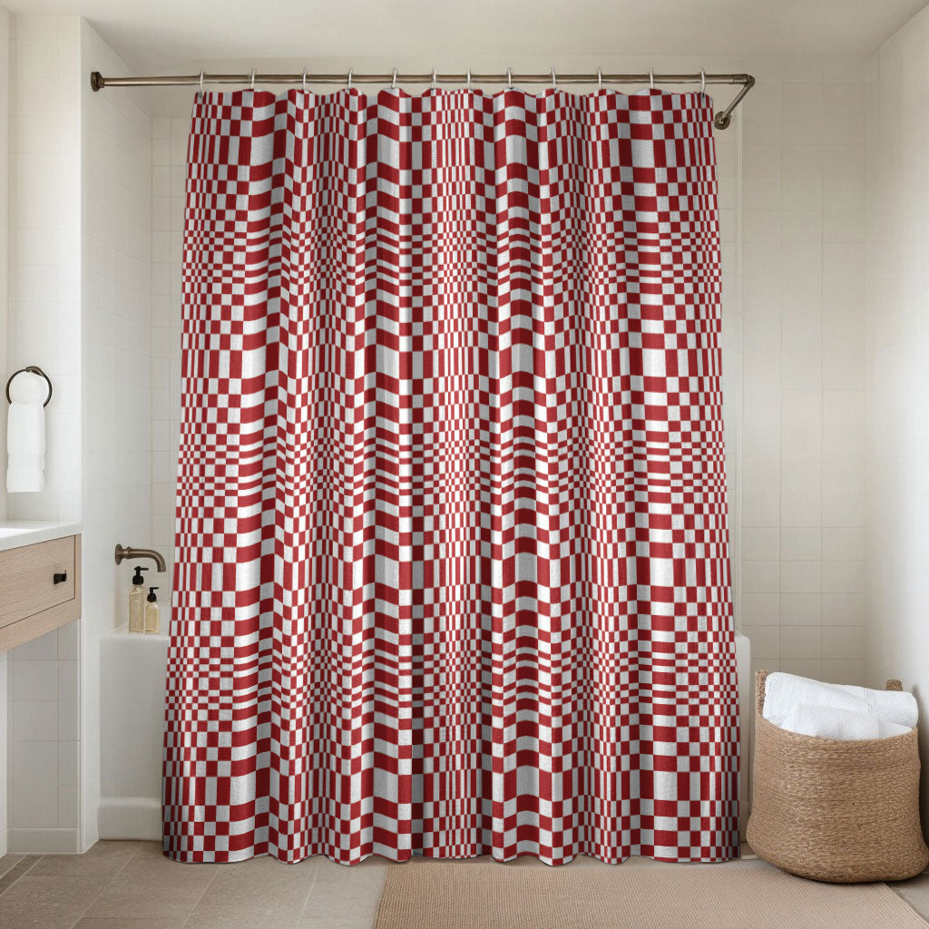 Red White Filipino Binakol Motifs Bathroom Set Mabuhay Philippines Festival Kusikus Pattern LT14 Shower Curtain Only Red - Polynesian Pride