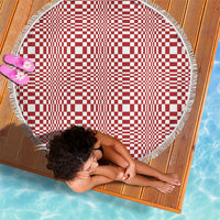 Red White Filipino Binakol Motifs Beach Blanket Mabuhay Philippines Festival Kusikus Pattern LT14 - Polynesian Pride