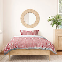 Red White Filipino Binakol Motifs Bedding Set Mabuhay Philippines Festival Kusikus Pattern LT14 - Polynesian Pride