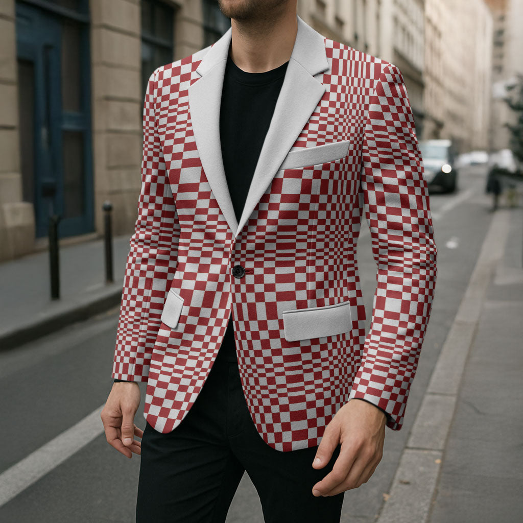 Red White Filipino Binakol Motifs Blazer Mabuhay Philippines Festival Kusikus Pattern LT14 - Polynesian Pride