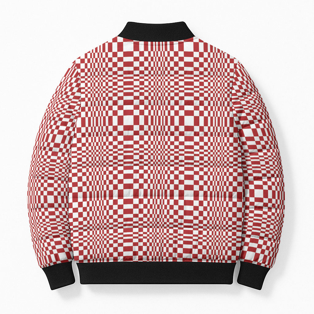Red White Filipino Binakol Motifs Bomber Puffer Jacket Mabuhay Philippines Festival Kusikus Pattern LT14 - Polynesian Pride