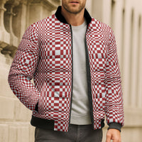 Red White Filipino Binakol Motifs Bomber Puffer Jacket Mabuhay Philippines Festival Kusikus Pattern LT14 - Polynesian Pride