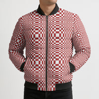 Red White Filipino Binakol Motifs Bomber Puffer Jacket Mabuhay Philippines Festival Kusikus Pattern LT14 - Polynesian Pride
