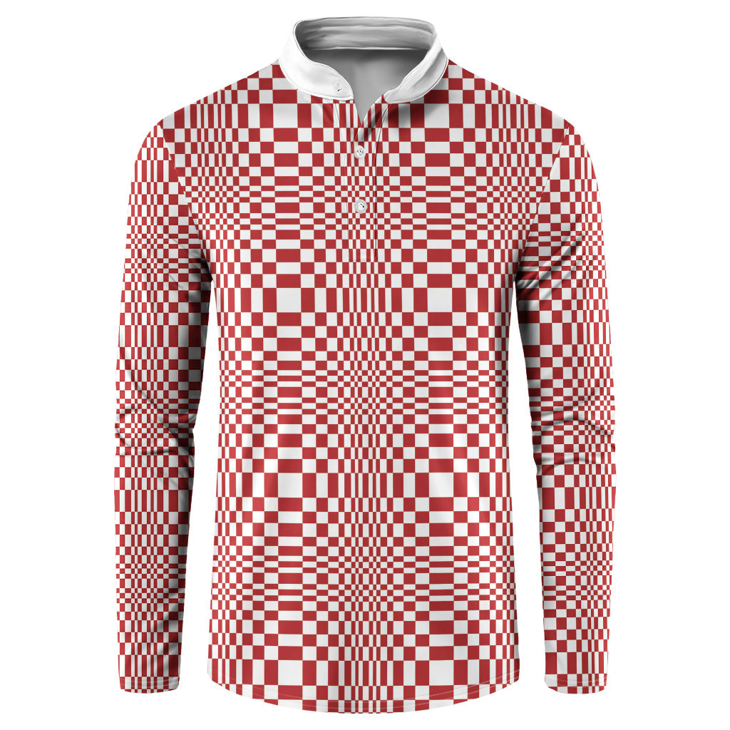 Red White Filipino Binakol Motifs Button Sweatshirt Mabuhay Philippines Festival Kusikus Pattern LT14 Red - Polynesian Pride