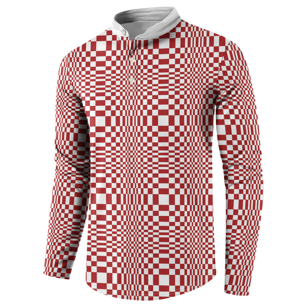 Red White Filipino Binakol Motifs Button Sweatshirt Mabuhay Philippines Festival Kusikus Pattern LT14 - Polynesian Pride