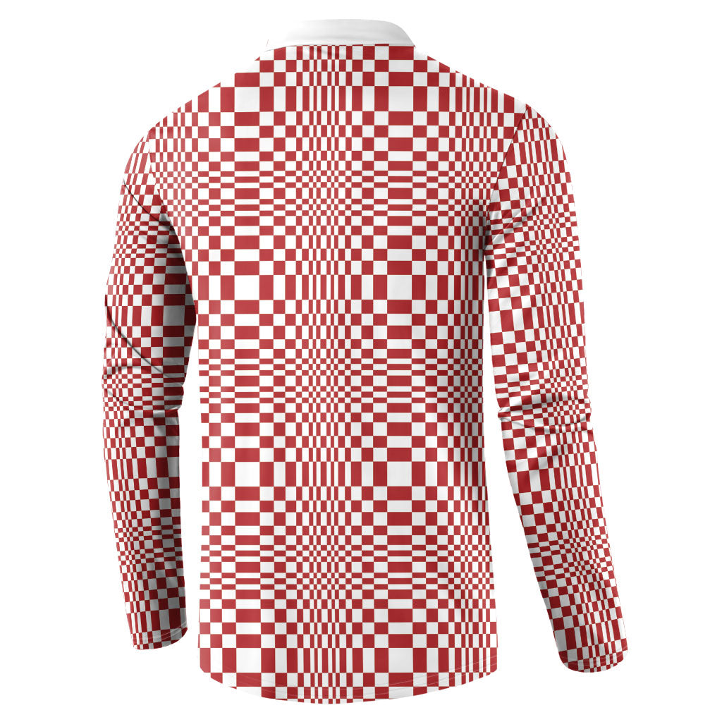 Red White Filipino Binakol Motifs Button Sweatshirt Mabuhay Philippines Festival Kusikus Pattern LT14 - Polynesian Pride