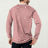 Red White Filipino Binakol Motifs Button Sweatshirt Mabuhay Philippines Festival Kusikus Pattern LT14 - Polynesian Pride