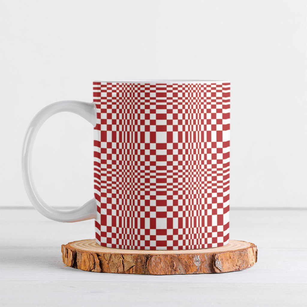Red White Filipino Binakol Motifs Ceramic Mug Mabuhay Philippines Festival Kusikus Pattern