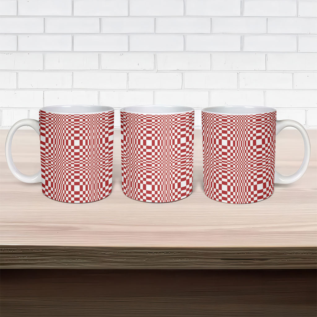 Red White Filipino Binakol Motifs Ceramic Mug Mabuhay Philippines Festival Kusikus Pattern LT14 - Polynesian Pride