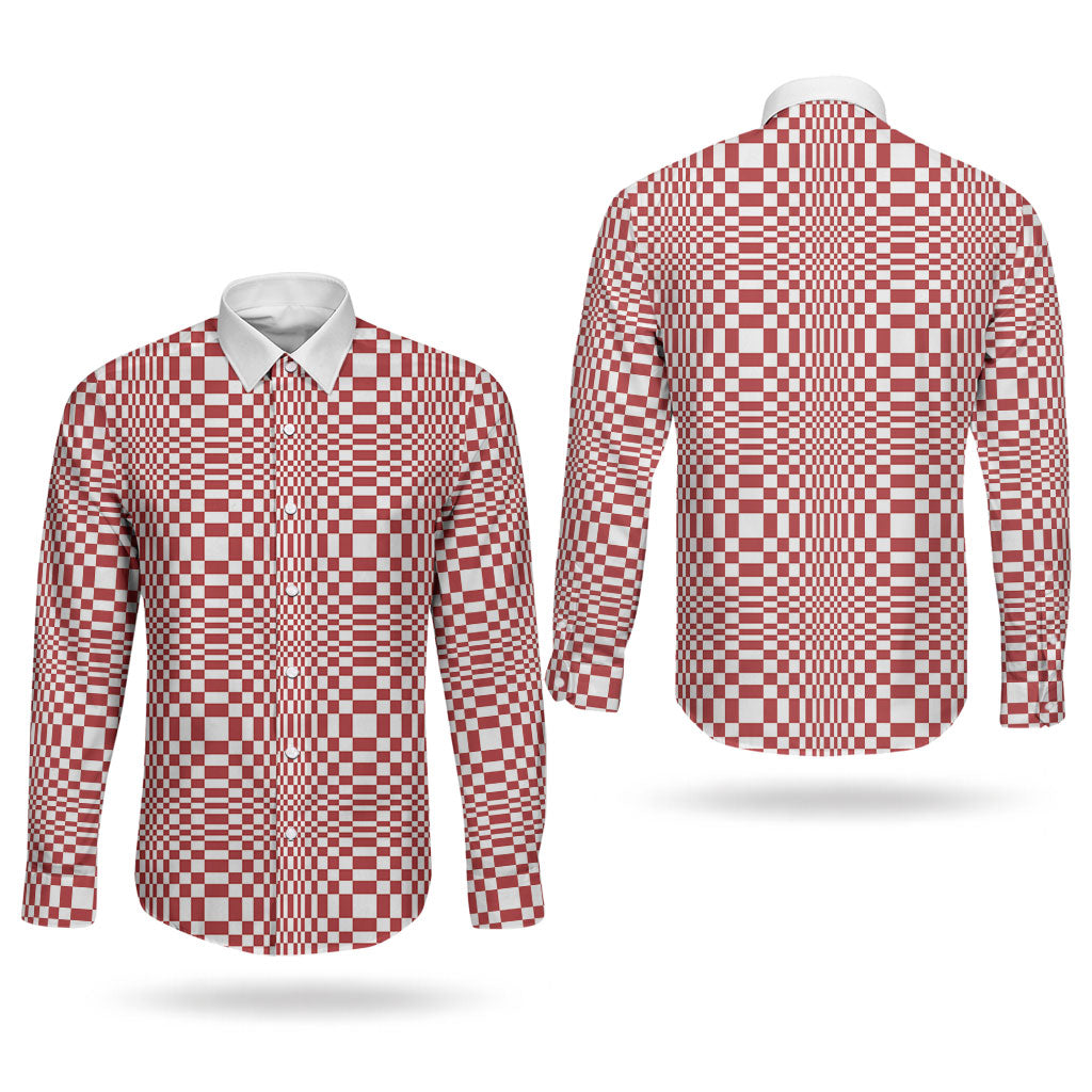 Red White Filipino Binakol Motifs Couples Matching Mermaid Dress and Long Sleeve Button Shirt Mabuhay Philippines Festival Kusikus Pattern LT14 - Polynesian Pride