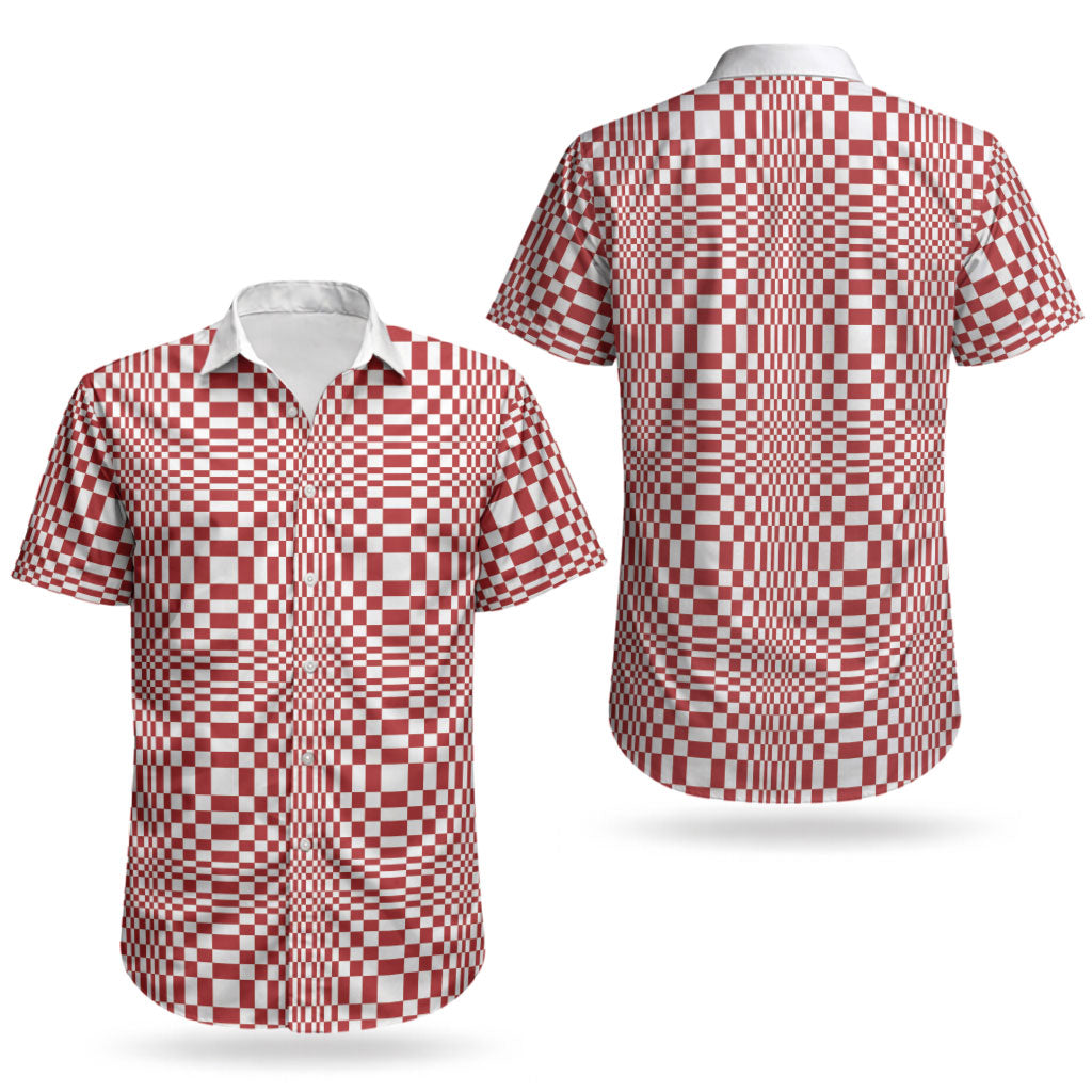 Red White Filipino Binakol Motifs Couples Matching Off Shoulder Short Dress and Hawaiian Shirt Mabuhay Philippines Festival Kusikus Pattern LT14 - Polynesian Pride