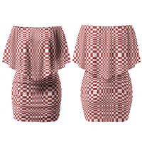 Red White Filipino Binakol Motifs Couples Matching Off Shoulder Short Dress and Long Sleeve Button Shirt Mabuhay Philippines Festival Kusikus Pattern LT14 - Polynesian Pride