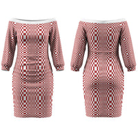 Red White Filipino Binakol Motifs Couples Matching Off The Shoulder Long Sleeve Dress and Long Sleeve Button Shirt Mabuhay Philippines Festival Kusikus Pattern LT14 - Polynesian Pride